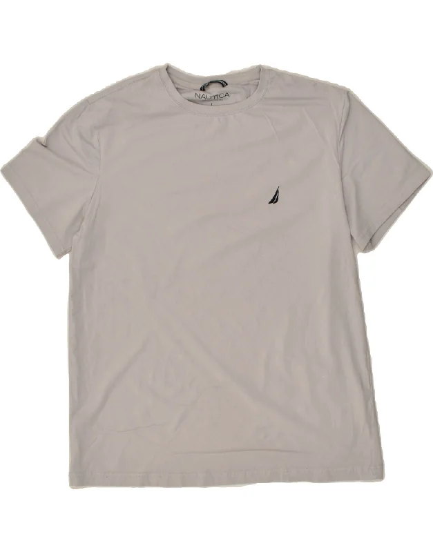 NAUTICA Mens T-Shirt Top Large Grey Cotton-- Terry Blend Velvet Blend Canvas Blend