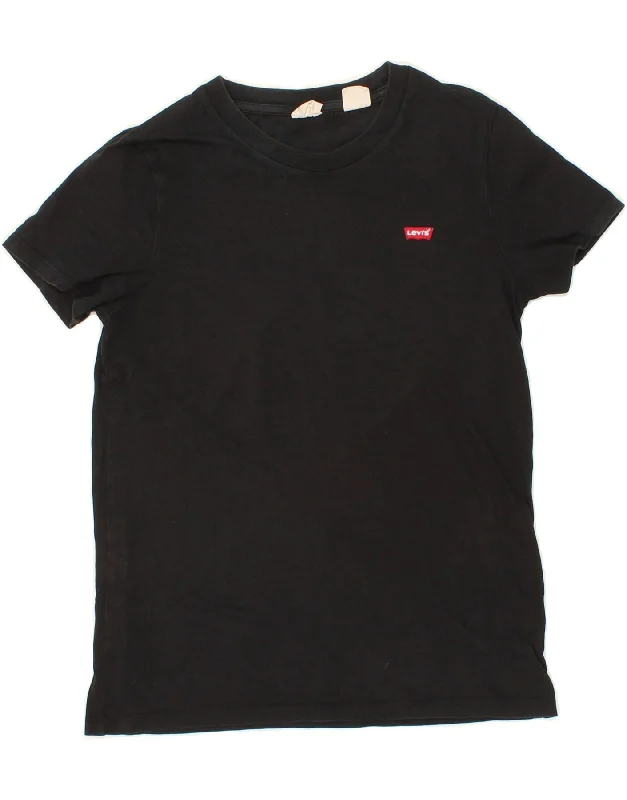 LEVI'S Womens T-Shirt Top UK 6 XS Black Cotton-- Notch Collar Peter Pan Collar Cowl Neck LEVI'S Womens T-Shirt Top UK 6 XS Black Cotton-- Notch Collar Peter Pan Collar Cowl Neck