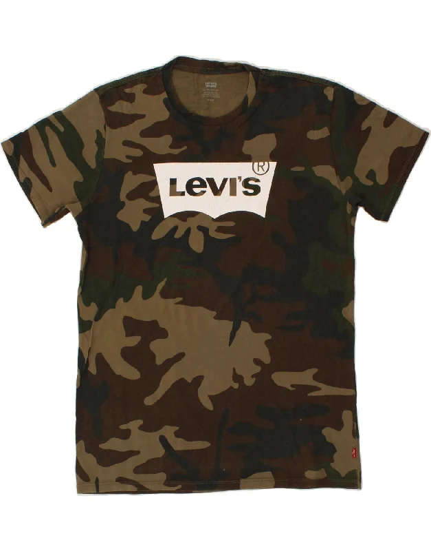 LEVI'S Mens Graphic T-Shirt Top Medium Brown Camouflage Cotton-- Jersey Fabric Tulle Fabric Batik Fabric LEVI'S Mens Graphic T-Shirt Top Medium Brown Camouflage Cotton-- Jersey Fabric Tulle Fabric Batik Fabric