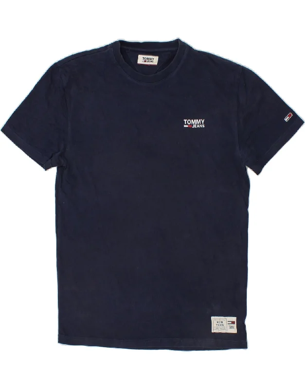 TOMMY HILFIGER Mens T-Shirt Top Medium Navy Blue-- Zippered Front Buttoned Front Snap Front TOMMY HILFIGER Mens T-Shirt Top Medium Navy Blue-- Zippered Front Buttoned Front Snap Front