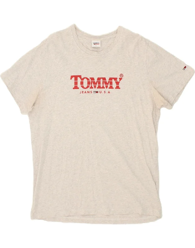 TOMMY HILFIGER Mens Graphic T-Shirt Top 2XL Grey Cotton-- Collared Crew Neck Turtle Neck TOMMY HILFIGER Mens Graphic T-Shirt Top 2XL Grey Cotton-- Collared Crew Neck Turtle Neck