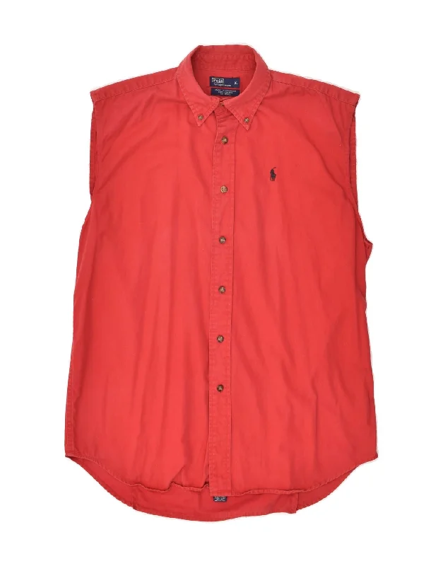POLO RALPH LAUREN Mens Sleeveless Shirt XL Red Cotton-- Collared Crew Neck Turtle Neck POLO RALPH LAUREN Mens Sleeveless Shirt XL Red Cotton-- Collared Crew Neck Turtle Neck