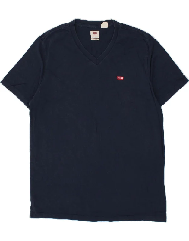 LEVI'S Mens Standard Standard Fit T-Shirt Top Large Navy Blue-- Rayon Velvet Corduroy LEVI'S Mens Standard Standard Fit T-Shirt Top Large Navy Blue-- Rayon Velvet Corduroy
