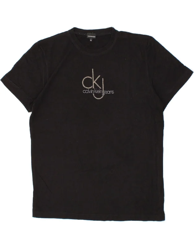 CALVIN KLEIN JEANS Mens Graphic T-Shirt Top XL Black Cotton-- Mesh Fabric Canvas Fabric Denim Fabric CALVIN KLEIN JEANS Mens Graphic T-Shirt Top XL Black Cotton-- Mesh Fabric Canvas Fabric Denim Fabric