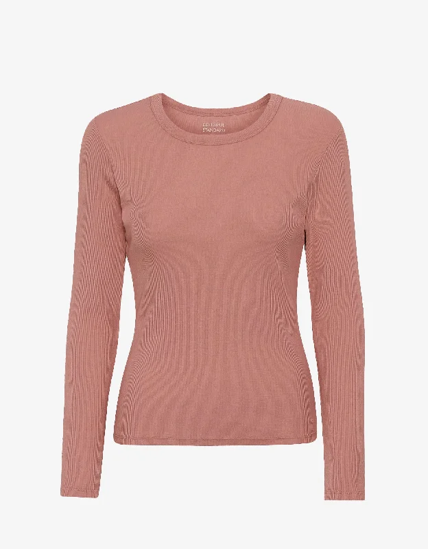 Women Organic Rib LS T-Shirt - Rosewood Mist-- Cashmere Blend Cotton Blend Poly Blend Women Organic Rib LS T-Shirt - Rosewood Mist-- Cashmere Blend Cotton Blend Poly Blend