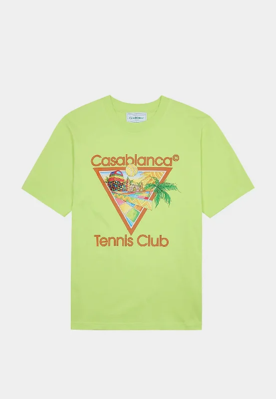 Casablanca Afro Cubism Tennis Club Printed Unisex T-Shirt Green-- Graphic Embroidered Appliqued Casablanca Afro Cubism Tennis Club Printed Unisex T-Shirt Green-- Graphic Embroidered Appliqued