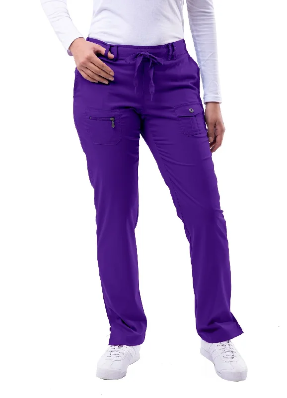 Slim Fit 6 Pocket Scrubs Pant by Adar (Petite) XXS-3XL / Grape Fashionable Work Pants Slim Fit 6 Pocket Scrubs Pant by Adar (Petite) XXS-3XL / Grape Fashionable Work Pants
