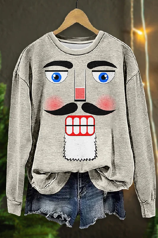 Christmas Nutcracker Face Print Sweatshirt Hoodie with Belted Waist Structured Tailored Christmas Nutcracker Face Print Sweatshirt Hoodie with Belted Waist Structured Tailored