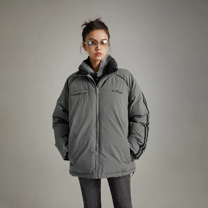 Sporty Loose Fit Padded Jacket Stand-Up Collar Roll-Neck Collar Turtle Neck