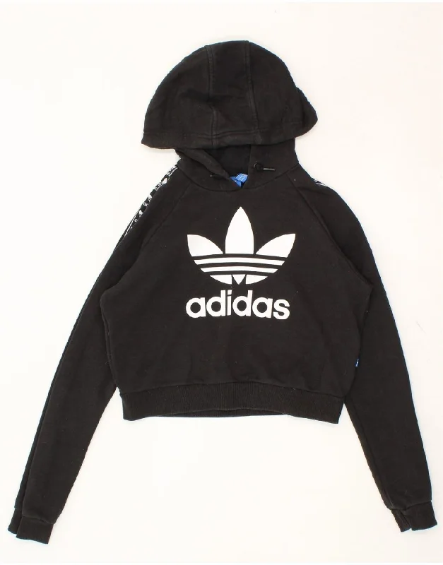 ADIDAS Womens Oversized Graphic Crop Hoodie Jumper UK 10 Small Black Hoodie with Fur Luxurious Winter ADIDAS Womens Oversized Graphic Crop Hoodie Jumper UK 10 Small Black Hoodie with Fur Luxurious Winter