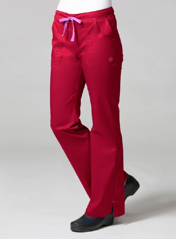 Multi Pocket Flare Pant XS-2XL by Maevn (Regular) / CRIMSON/LIGHT PINK TRIM Slim Fit Casual Pants Multi Pocket Flare Pant XS-2XL by Maevn (Regular) / CRIMSON/LIGHT PINK TRIM Slim Fit Casual Pants