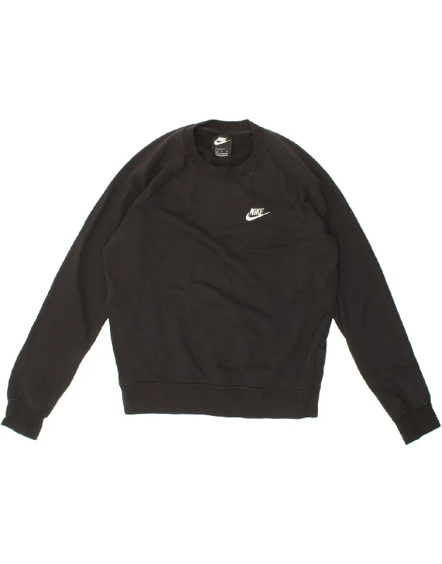 NIKE Womens Oversized Sweatshirt Jumper UK 10 Small Black Cotton Hoodie with Hem Raw Edge Edgy Unfinished NIKE Womens Oversized Sweatshirt Jumper UK 10 Small Black Cotton Hoodie with Hem Raw Edge Edgy Unfinished