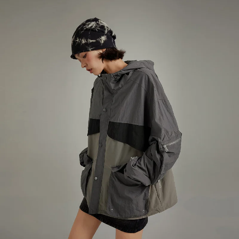 Pocket Color Simple Hooded Jacket Welt Pockets Slit Pockets Flap Pockets