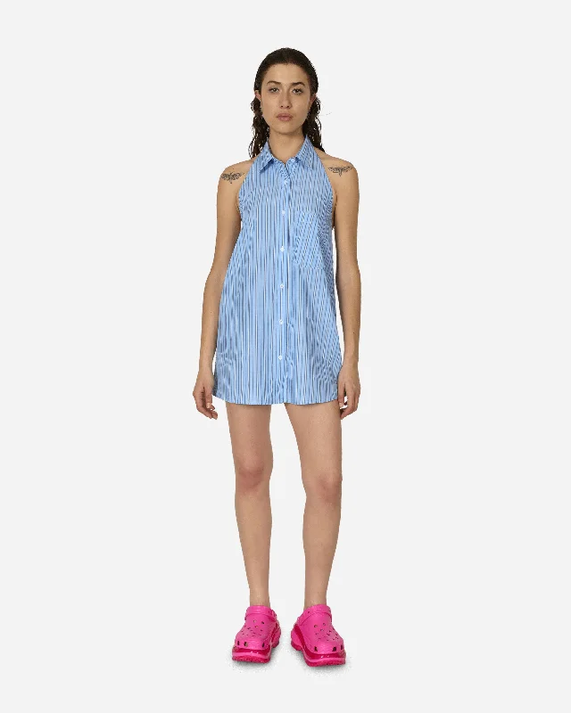 Shirt Mini Dress White / Blue Casual High-Waist Mini Dress