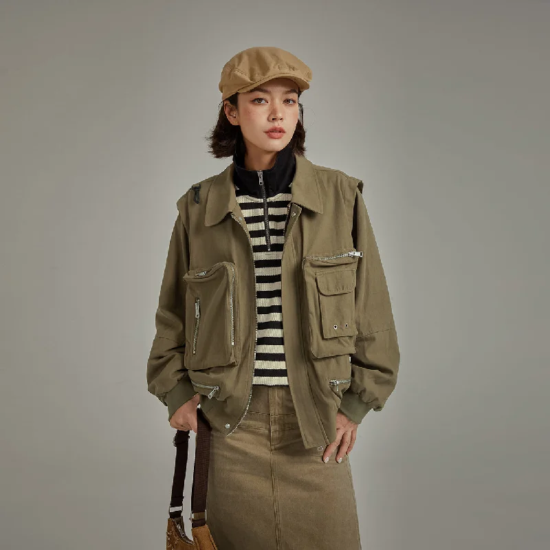 Big Pocket Zip-Up Jacket Striped Jacket Polka Dot Jacket Floral Jacket