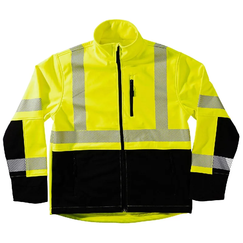 Xtreme Visibility Unisex Yellow Xtreme-Flex Soft Shell No Hood Jacket Stand-Up Collar Roll-Neck Collar Turtle Neck Xtreme Visibility Unisex Yellow Xtreme-Flex Soft Shell No Hood Jacket Stand-Up Collar Roll-Neck Collar Turtle Neck