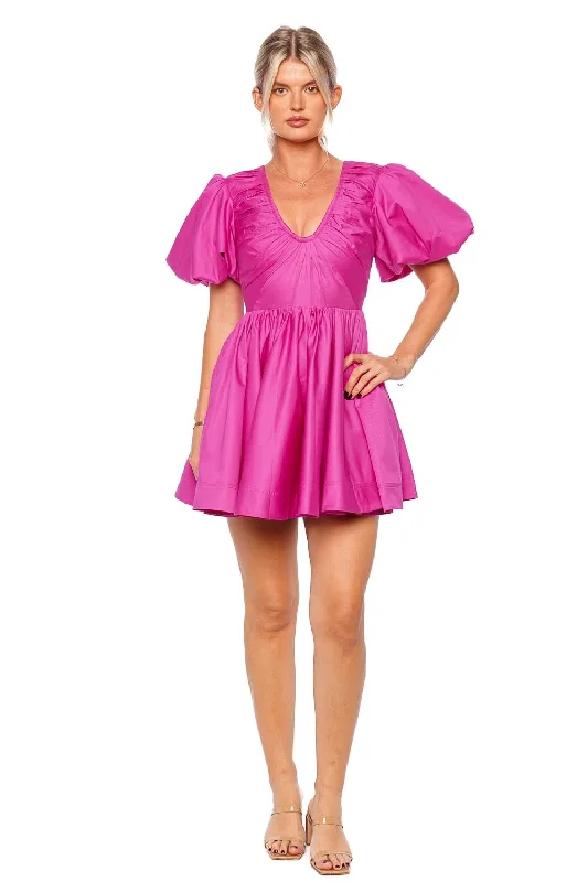 Cresting Puff Sleeve Mini Dress Fashionable Lace Mini Dress
