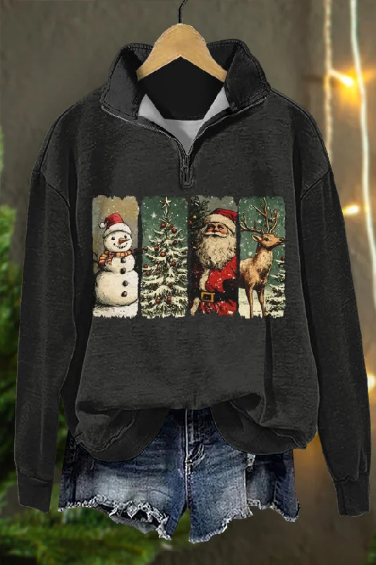 Retro Christmas Santa Claus Print Sweatshirt Hoodie with Batwing Sleeves Loose Dramatic Retro Christmas Santa Claus Print Sweatshirt Hoodie with Batwing Sleeves Loose Dramatic