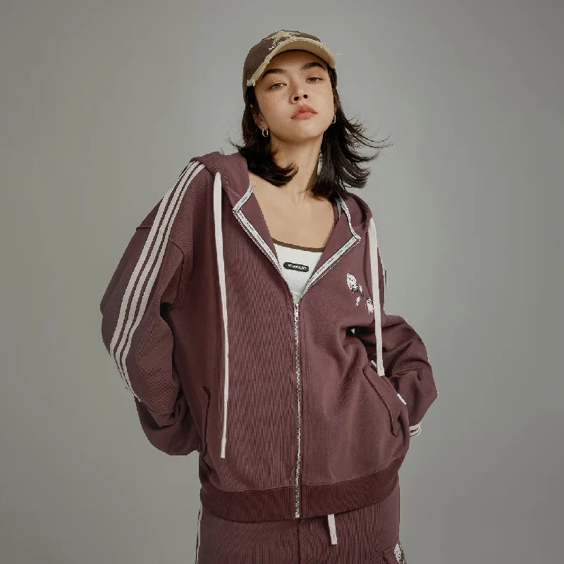 Noe Daily Hooded Zip-Up Jacket Denim Fabric Leather Fabric Suede Fabric