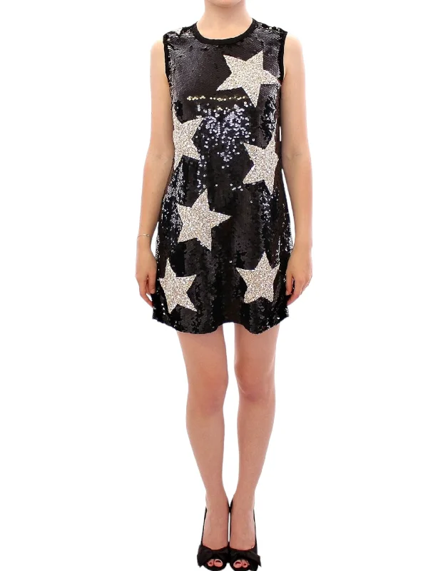 Swarovski Star-studded Sequin Mini Dress Stylish Ribbed Mini Dress