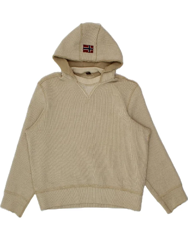 NAPAPIJRI Womens Oversized Graphic Hoodie Jumper UK 16 Large Beige Hoodie with Relaxed Fit Easy Casual NAPAPIJRI Womens Oversized Graphic Hoodie Jumper UK 16 Large Beige Hoodie with Relaxed Fit Easy Casual