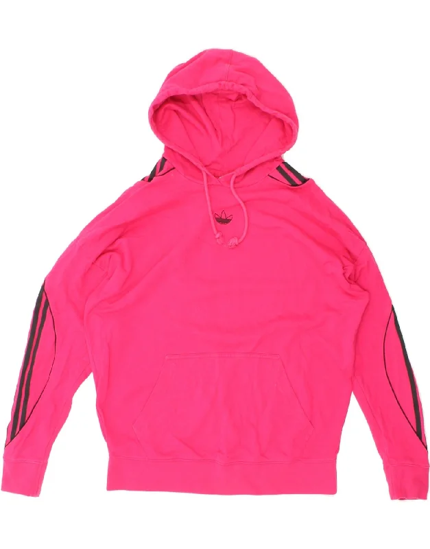 ADIDAS Womens Oversized Hoodie Jumper UK 12 Medium Pink Cotton Hoodie with Back Slit Movement Comfort ADIDAS Womens Oversized Hoodie Jumper UK 12 Medium Pink Cotton Hoodie with Back Slit Movement Comfort