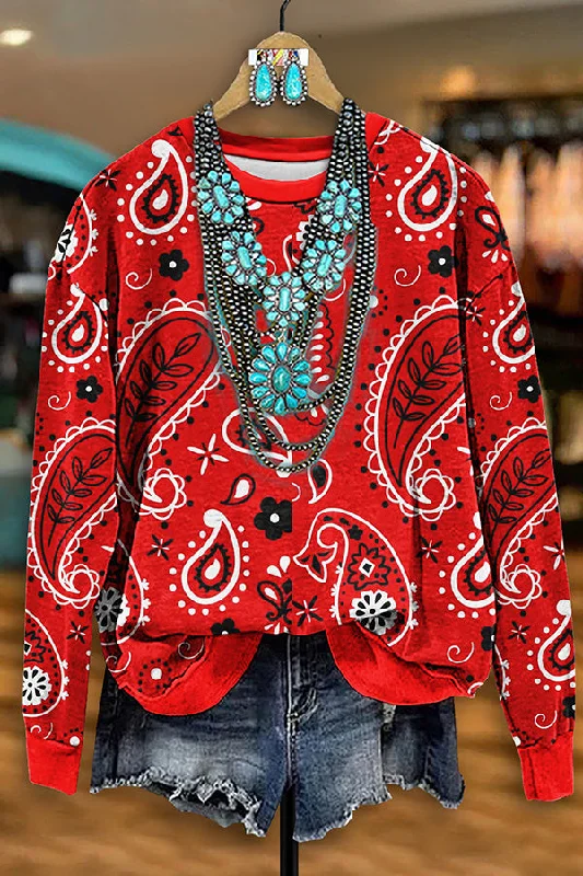 Vintage Western Perris Floral Print Sweatshirt Hoodie with Typography Text Message