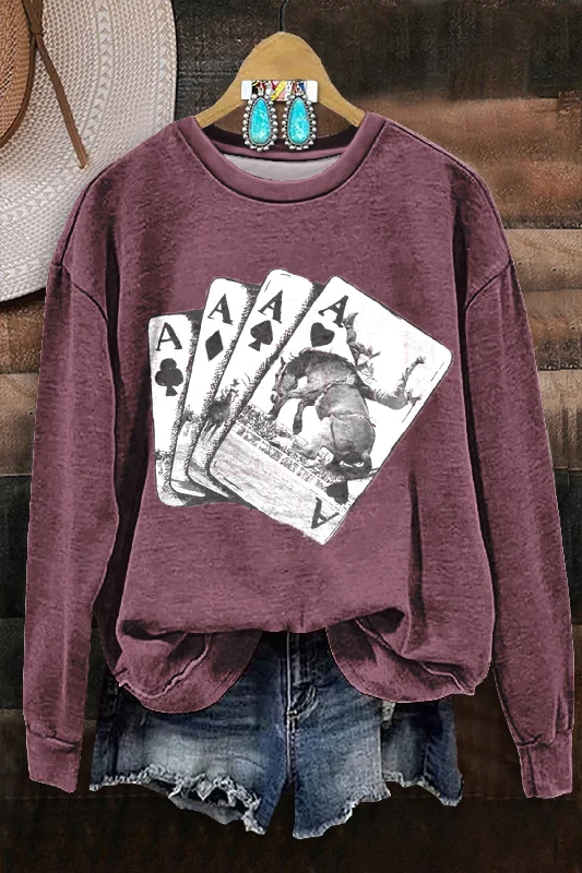 Let'er Buck Cowboy Sweatshirt Hoodie with Applique Textured Unique
