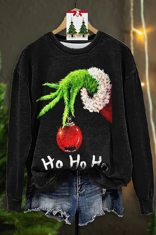 Vintage Grimm Christmas Print Sweatshirt Hoodie with Elastic Cuffs Stretchable Comfortable Vintage Grimm Christmas Print Sweatshirt Hoodie with Elastic Cuffs Stretchable Comfortable