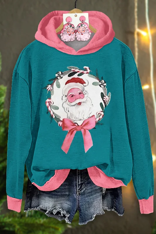 Cute Christmas Santa Claus Print Hoodie Hoodie with Double Zipper Versatile Adjustable Cute Christmas Santa Claus Print Hoodie Hoodie with Double Zipper Versatile Adjustable