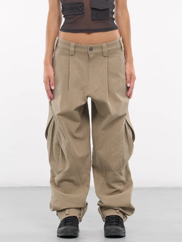 Cargo Pants (PT5BG-BEIGE) Trendy Wide-Leg Pants