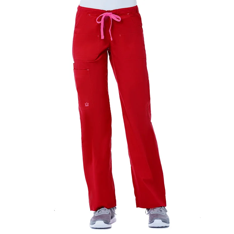 Blossom Utility Cargo Pant XS-5XL by Maevn / Crimson/Light Pink Trim Fashionable Tapered Leg Pants Blossom Utility Cargo Pant XS-5XL by Maevn / Crimson/Light Pink Trim Fashionable Tapered Leg Pants
