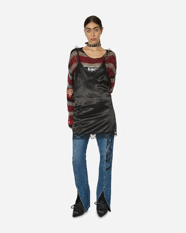 Slip Mini Dress Black Comfortable Fit-and-Flare Mini Dress