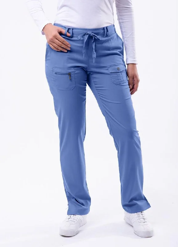 Slim Fit 6 Pocket Scrubs Pant by Adar (Petite) XXS-3XL / CEIL BLUE Trendy Wide-Legged Trousers Slim Fit 6 Pocket Scrubs Pant by Adar (Petite) XXS-3XL / CEIL BLUE Trendy Wide-Legged Trousers