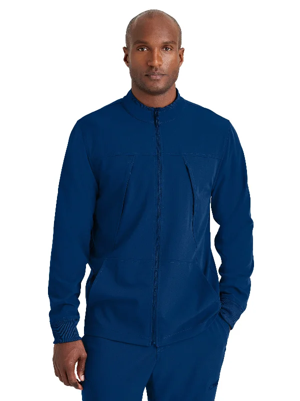 Men's Rib Trimmed Mock Neck Scrub Jacket Stand-Up Collar Roll-Neck Collar Turtle Neck Men's Rib Trimmed Mock Neck Scrub Jacket Stand-Up Collar Roll-Neck Collar Turtle Neck