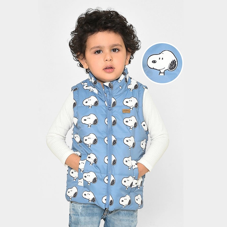 Peanuts™ Sleeveless Printed puffer Blue Jacket Wool Fabric Cashmere Fabric Tweed Fabric Peanuts™ Sleeveless Printed puffer Blue Jacket Wool Fabric Cashmere Fabric Tweed Fabric