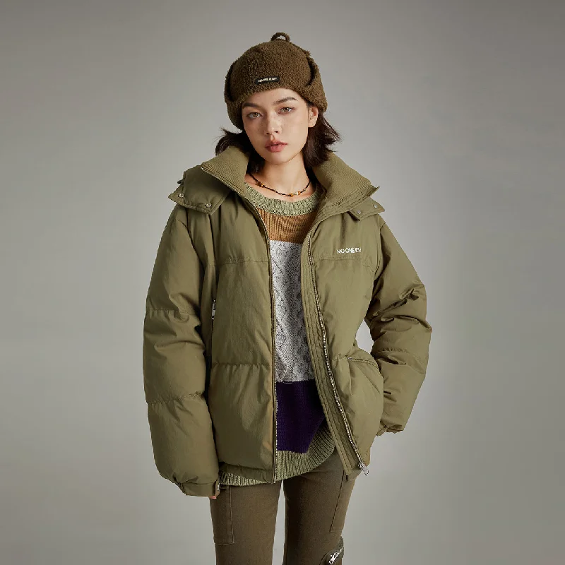 Hooded Loose Padded Jacket Boat Neck Shawl Collar Notched Collar