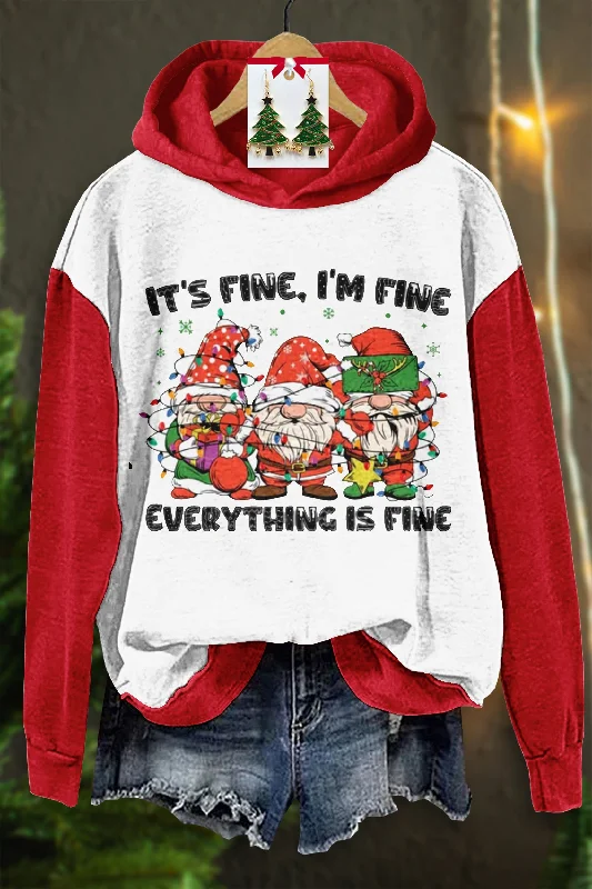 Loose Ugly Christmas Gnomes Hooded Sweatshirt Hoodie with Illustration Artistic Creative Loose Ugly Christmas Gnomes Hooded Sweatshirt Hoodie with Illustration Artistic Creative
