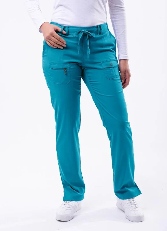 Slim Fit 6 Pocket Scrubs Pant by Adar (Petite) XXS-3XL / TEAL BLUE Fashionable Sporty Pants Slim Fit 6 Pocket Scrubs Pant by Adar (Petite) XXS-3XL / TEAL BLUE Fashionable Sporty Pants