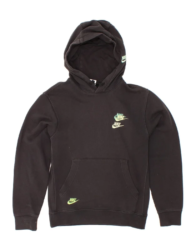 NIKE Womens Graphic Hoodie Jumper UK 6 XS Black Cotton Hoodie with Cuffed Sleeves Snug Secure NIKE Womens Graphic Hoodie Jumper UK 6 XS Black Cotton Hoodie with Cuffed Sleeves Snug Secure