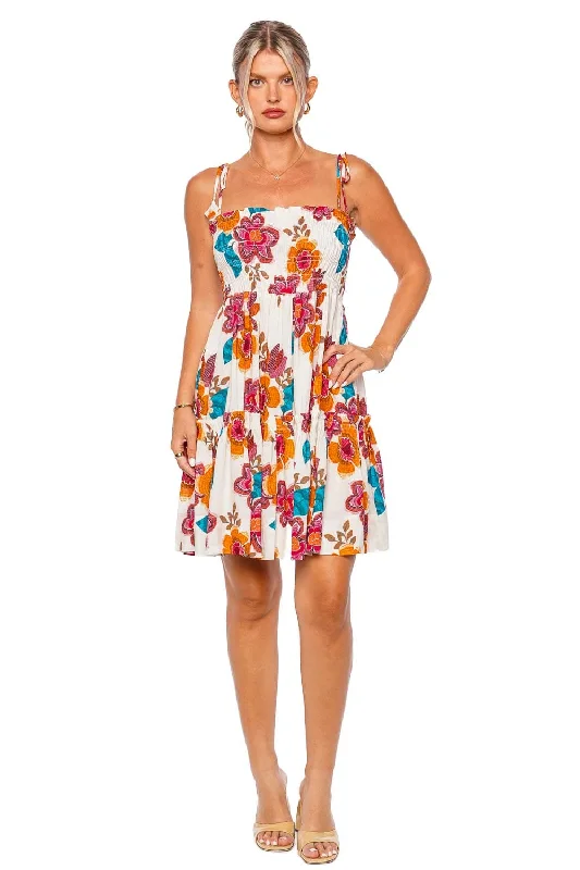 Vandita Flora Marbella Smocked Mini Dress Elegant Off-Shoulder Dress Mini