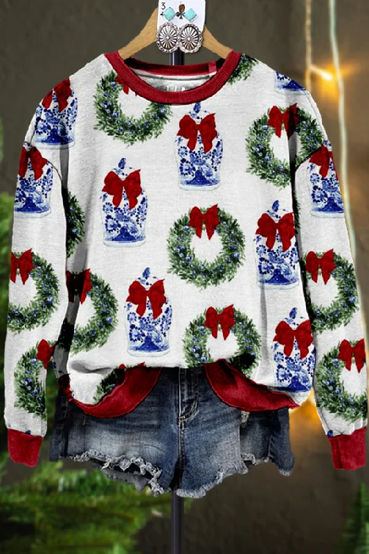 Classic Contrast Color Christmas Print Sweatshirt Cotton Hoodie Fleece Lining Warmth Classic Contrast Color Christmas Print Sweatshirt Cotton Hoodie Fleece Lining Warmth