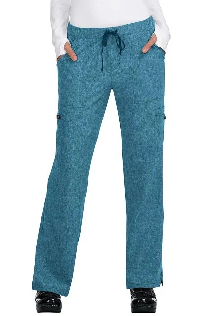 Holly Pant Regular by KOI XS-5XL  / Heather Caribbean Blue Fashionable Tapered Leg Pants