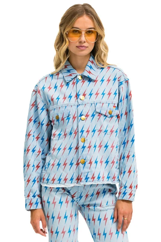 AVIATOR BOLT OVERSIZED CUTOFF DENIM JACKET - SUPER LIGHT Fleece Fabric Down Fabric Feather Fabric AVIATOR BOLT OVERSIZED CUTOFF DENIM JACKET - SUPER LIGHT Fleece Fabric Down Fabric Feather Fabric