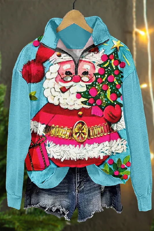 Unique Christmas Santa Claus Print Sweatshirt Hoodie with Raglan Sleeves Sporty Comfortable Unique Christmas Santa Claus Print Sweatshirt Hoodie with Raglan Sleeves Sporty Comfortable