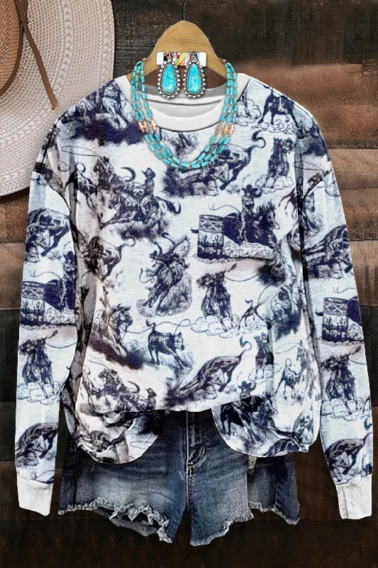 Life is A Rodeo Sweatshirt Hoodie with Distressed Vintage Worn