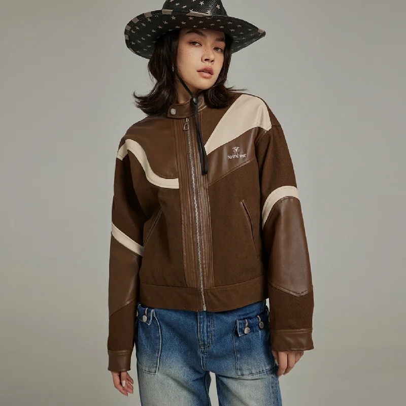 Faux Leather And Suede Blouson Jacket Faux Fur Fabric Real Fur Fabric Shearling Fabric
