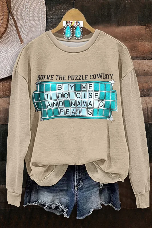 Solve The Puzzle Cowboy Sweatshirt Hoodie with Sequins Glamorous Eye-catching