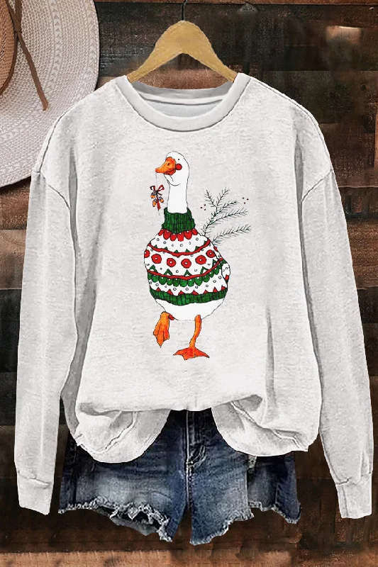Unique Ugly Christmas Goose Print Sweatshirt Hoodie with Zipper Placket Modern Functional Unique Ugly Christmas Goose Print Sweatshirt Hoodie with Zipper Placket Modern Functional