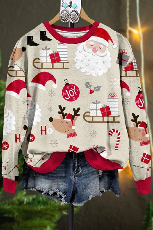 Classic Contrast Color Christmas Print Sweatshirt Hoodie with Color Block Contrast Stylish Classic Contrast Color Christmas Print Sweatshirt Hoodie with Color Block Contrast Stylish